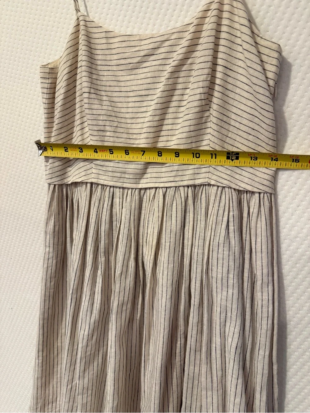 Striped Spaghetti Strap linen blend sundress Dress in Beige and black size 4